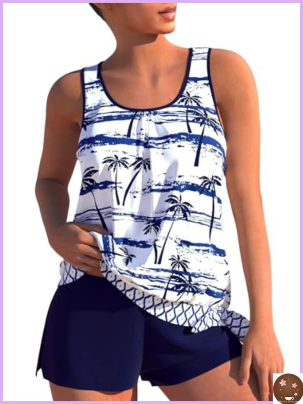 Women's Tankini Swimset with Board Shorts High Stretch Polyester Spandex